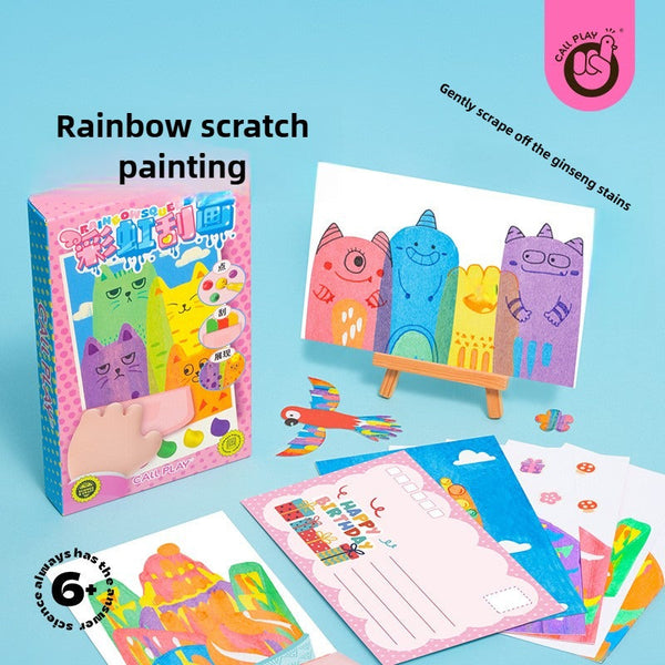 Eptchn Creative Rainbow Scratch Art Postcard Set Gift
